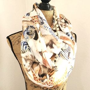 LULLA by Bindya Wildlife pom pom Infinity scarf